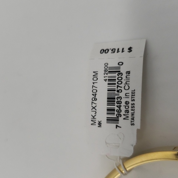 535- MICHAEL Michael Kors Haute Gold Tone Orange Enamel Bangle Bracelet NWT - Picture 6 of 8